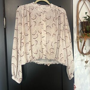 Women's Cream and Brown Blouse